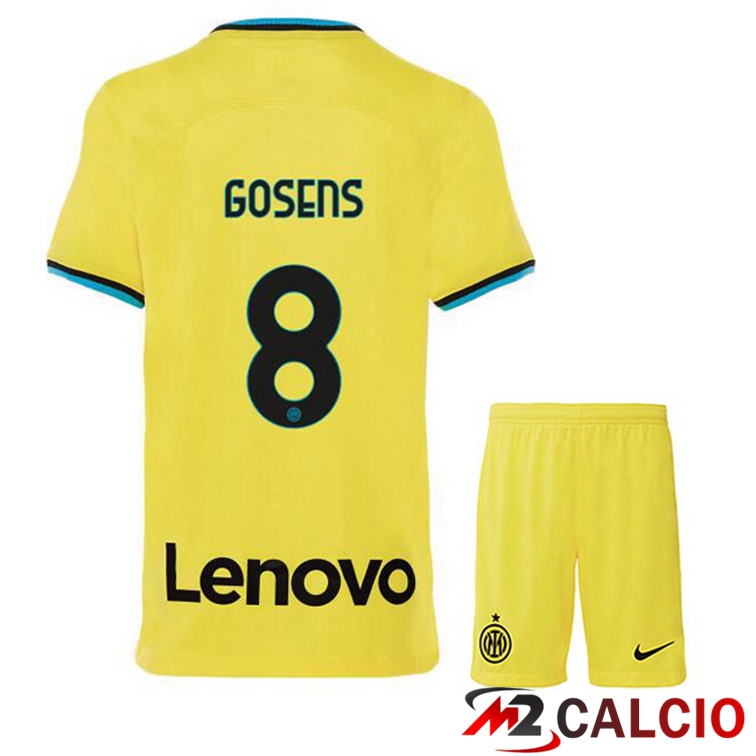 Maglie Calcio Personalizzate,Tute Calcio Squadre,Maglia Nazionale Italiana Calcio | Maglie Calcio Inter Milan (GOSENS 8) Bambino Terza Giallo 2022/2023