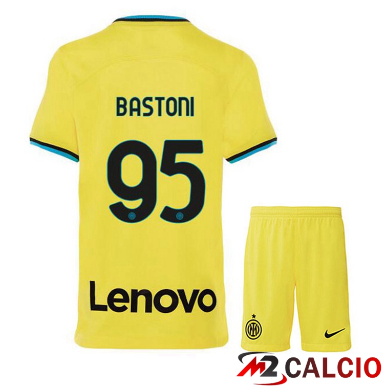Maglie Calcio Personalizzate,Tute Calcio Squadre,Maglia Nazionale Italiana Calcio | Maglie Calcio Inter Milan (BASTONI 95) Bambino Terza Giallo 2022/2023
