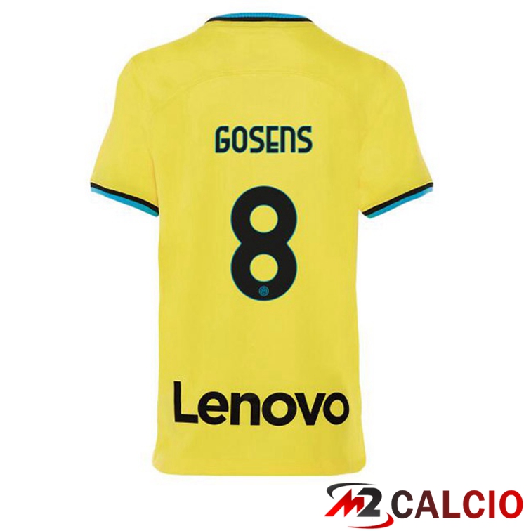 Maglie Calcio Personalizzate,Tute Calcio Squadre,Maglia Nazionale Italiana Calcio | Maglie Calcio Inter Milan (GOSENS 8) Terza Giallo 2022/2023