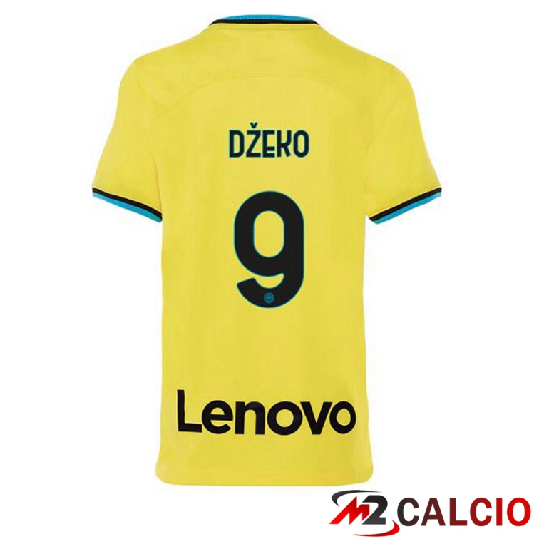 Maglie Calcio Personalizzate,Tute Calcio Squadre,Maglia Nazionale Italiana Calcio | Maglie Calcio Inter Milan (DŽEKO 9) Terza Giallo 2022/2023