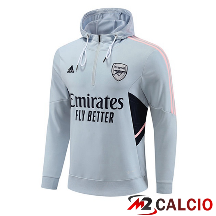 Maglie Calcio Personalizzate,Tute Calcio Squadre,Maglia Nazionale Italiana Calcio | Felpa Cappuccio Arsenal Grigio 2022/2023