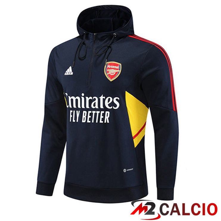 Maglie Calcio Personalizzate,Tute Calcio Squadre,Maglia Nazionale Italiana Calcio | Felpa Cappuccio Arsenal Blu Reale 2022/2023