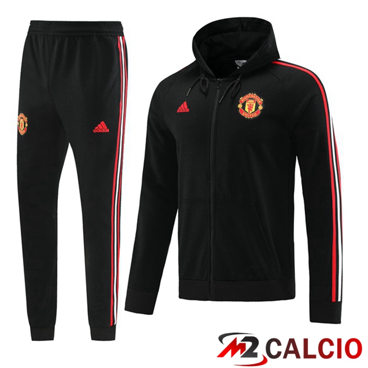 Maglie Calcio Personalizzate,Tute Calcio Squadre,Maglia Nazionale Italiana Calcio | Insieme Giacca Con Cappuccio Tuta Manchester United Nero 2022/2023
