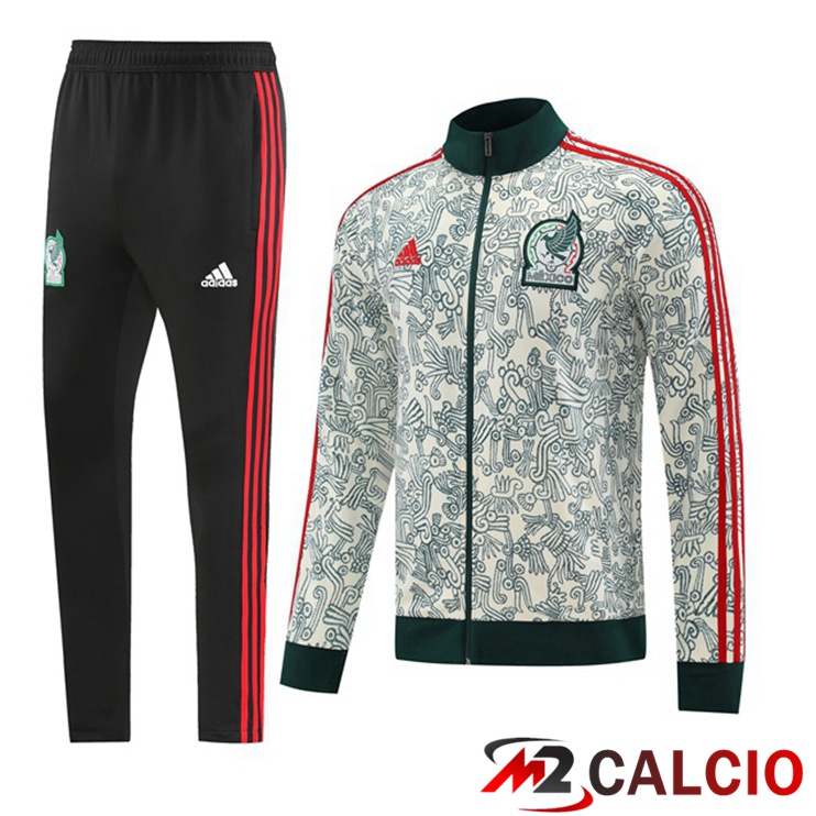 Maglie Calcio Personalizzate,Tute Calcio Squadre,Maglia Nazionale Italiana Calcio | Insieme Tuta Calcio - Giacca Messico Bianco Verde 2022/2023