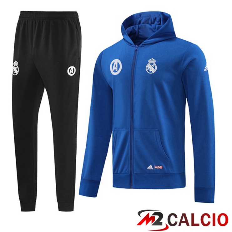 Maglie Calcio Personalizzate,Tute Calcio Squadre,Maglia Nazionale Italiana Calcio | Insieme Giacca Con Cappuccio Tuta Real Madrid Blu 2022/2023