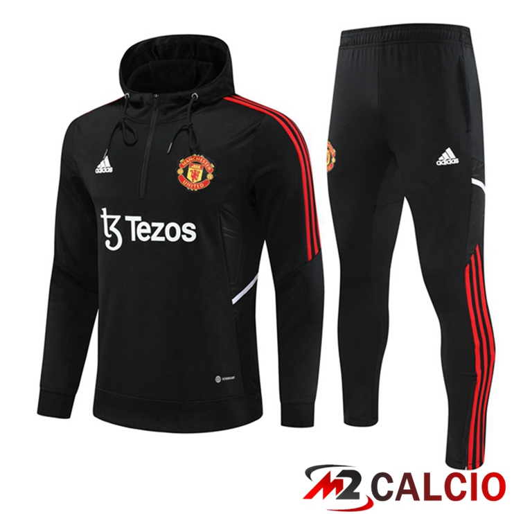 Maglie Calcio Personalizzate,Tute Calcio Squadre,Maglia Nazionale Italiana Calcio | Insieme Giacca Con Cappuccio Tuta Manchester United Nero 2022/2023