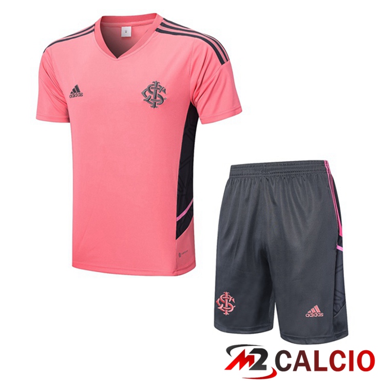 Maglie Calcio Personalizzate,Tute Calcio Squadre,Maglia Nazionale Italiana Calcio | T Shirt Allenamento SC Internacional + Pantaloncini Rosa 2022/2023