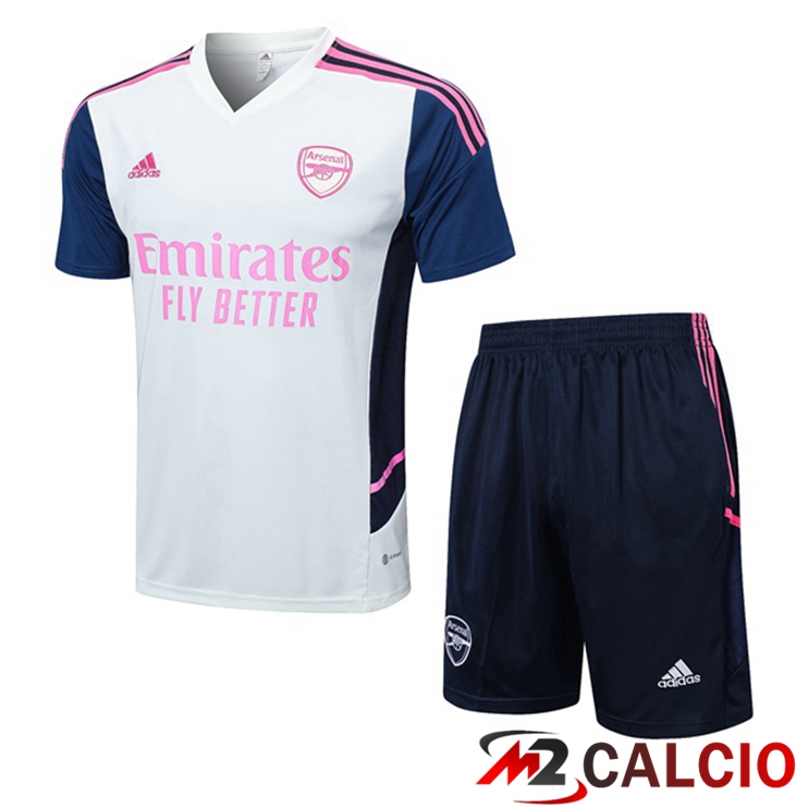 Maglie Calcio Personalizzate,Tute Calcio Squadre,Maglia Nazionale Italiana Calcio | T Shirt Allenamento Arsenal + Pantaloncini Bianco 2022/2023