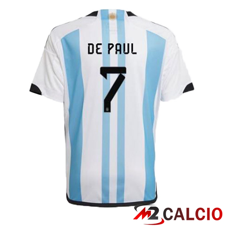 Maglie Calcio Personalizzate,Tute Calcio Squadre,Maglia Nazionale Italiana Calcio | Maglie Calcio Argentina (DE PAUL 7) Prima Blu Bianco 2022/2023