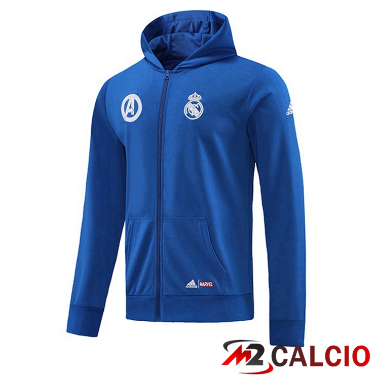 Maglie Calcio Personalizzate,Tute Calcio Squadre,Maglia Nazionale Italiana Calcio | Giacca Con Cappuccio Real Madrid Blu 2022/2023