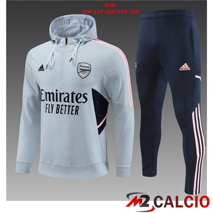 Maglie Calcio Personalizzate,Tute Calcio Squadre,Maglia Nazionale Italiana Calcio | Insieme Giacca Con Cappuccio Tuta Arsenal Bambino Grigio 2022/2023