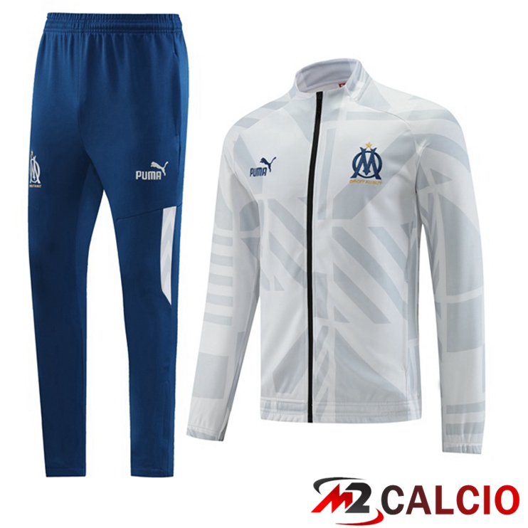 Maglie Calcio Personalizzate,Tute Calcio Squadre,Maglia Nazionale Italiana Calcio | Insieme Tuta Calcio - Giacca Marsiglia Bianco 2022/2023