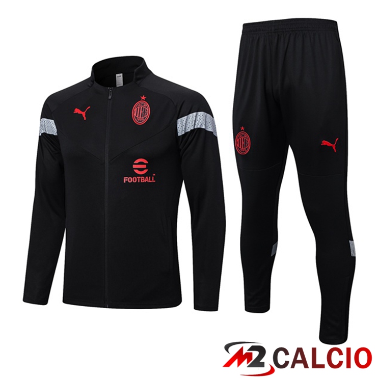 Maglie Calcio Personalizzate,Tute Calcio Squadre,Maglia Nazionale Italiana Calcio | Insieme Tuta Calcio - Giacca AC Milan Nero 2022/2023