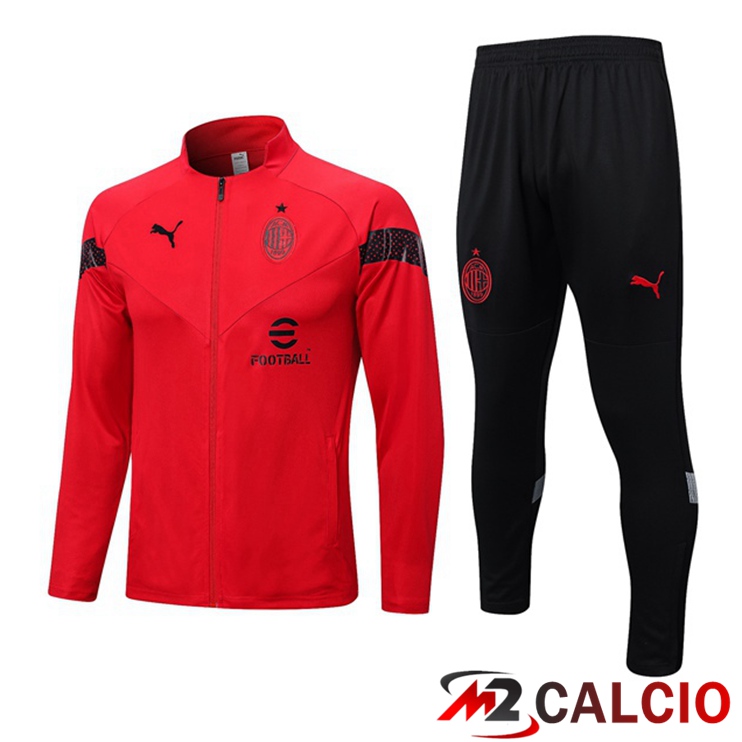 Maglie Calcio Personalizzate,Tute Calcio Squadre,Maglia Nazionale Italiana Calcio | Insieme Tuta Calcio - Giacca AC Milan Rosso 2022/2023