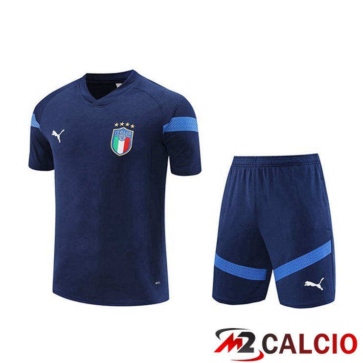 Maglie Calcio Personalizzate,Tute Calcio Squadre,Maglia Nazionale Italiana Calcio | T Shirt Allenamento Italia + Pantaloncini Blu Reale 2022/2023