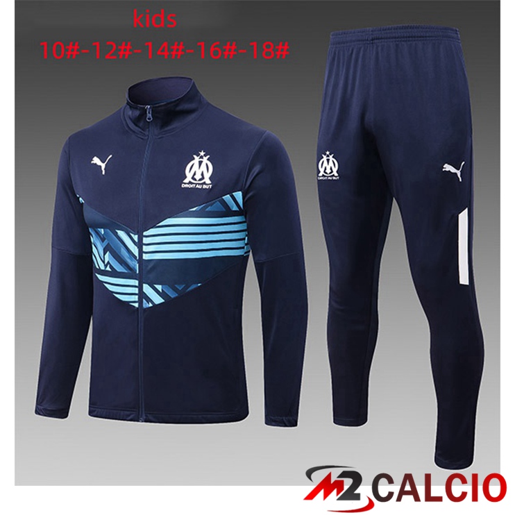 Maglie Calcio Personalizzate,Tute Calcio Squadre,Maglia Nazionale Italiana Calcio | Insieme Tuta Calcio - Giacca Marsiglia Bambino Blu Reale 2022/2023