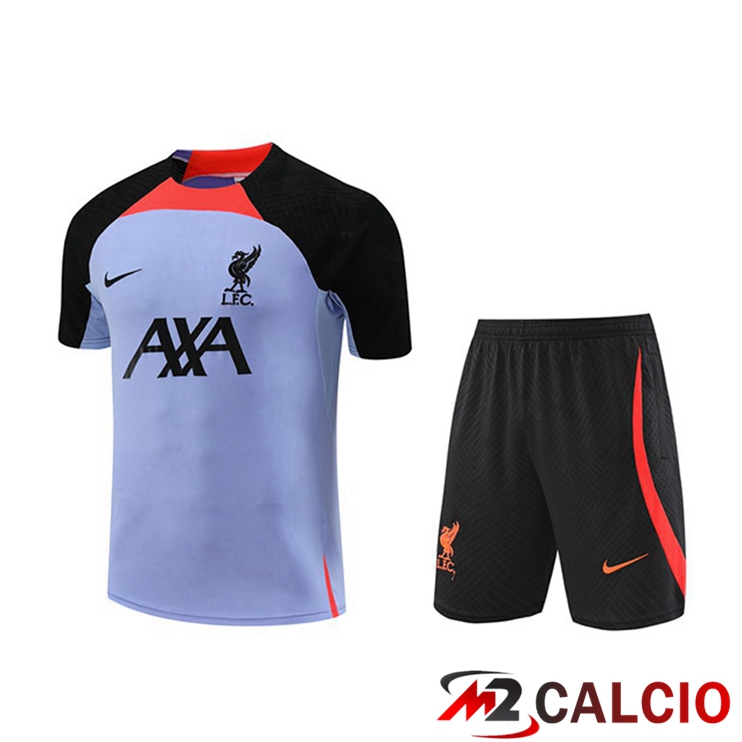 Maglie Calcio Personalizzate,Tute Calcio Squadre,Maglia Nazionale Italiana Calcio | T Shirt Allenamento FC Liverpool + Pantaloncini Viola 2022/2023