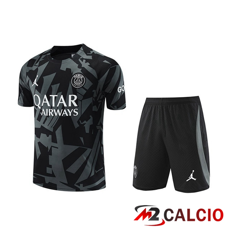 Maglie Calcio Personalizzate,Tute Calcio Squadre,Maglia Nazionale Italiana Calcio | T Shirt Allenamento Paris PSG + Pantaloncini Nero 2022/2023