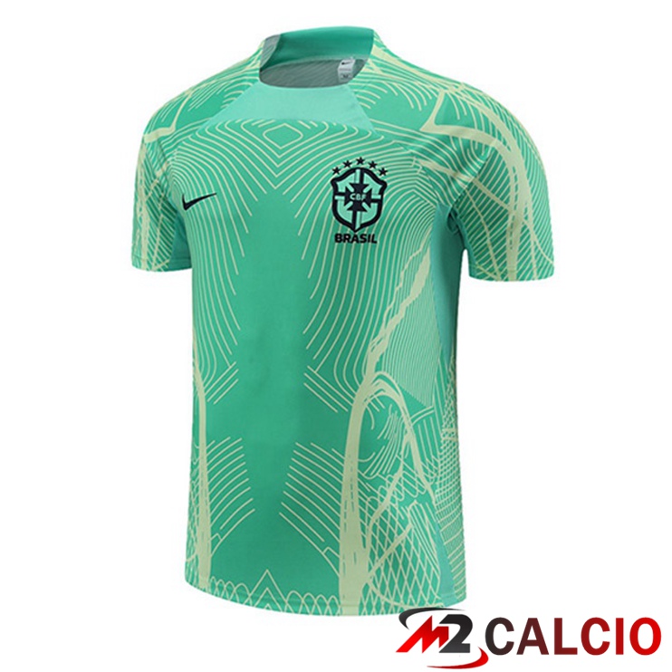 Maglie Calcio Personalizzate,Tute Calcio Squadre,Maglia Nazionale Italiana Calcio | T Shirt Allenamento Brasile Verde 2022/2023