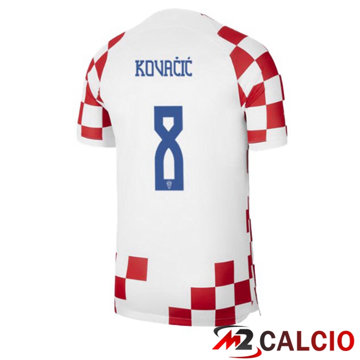 Maglie Calcio Personalizzate,Tute Calcio Squadre,Maglia Nazionale Italiana Calcio | Maglie Calcio Croazia (KOVAČIĆ 8) Prima Bianco Rosso Coppa Del Mondo 2022