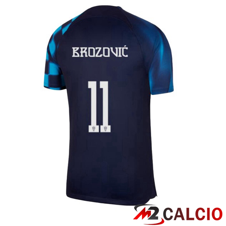 Maglie Calcio Personalizzate,Tute Calcio Squadre,Maglia Nazionale Italiana Calcio | Maglie Calcio Croazia (BROZOVIĆ 11) Seconda Nero Blu Coppa Del Mondo 2022
