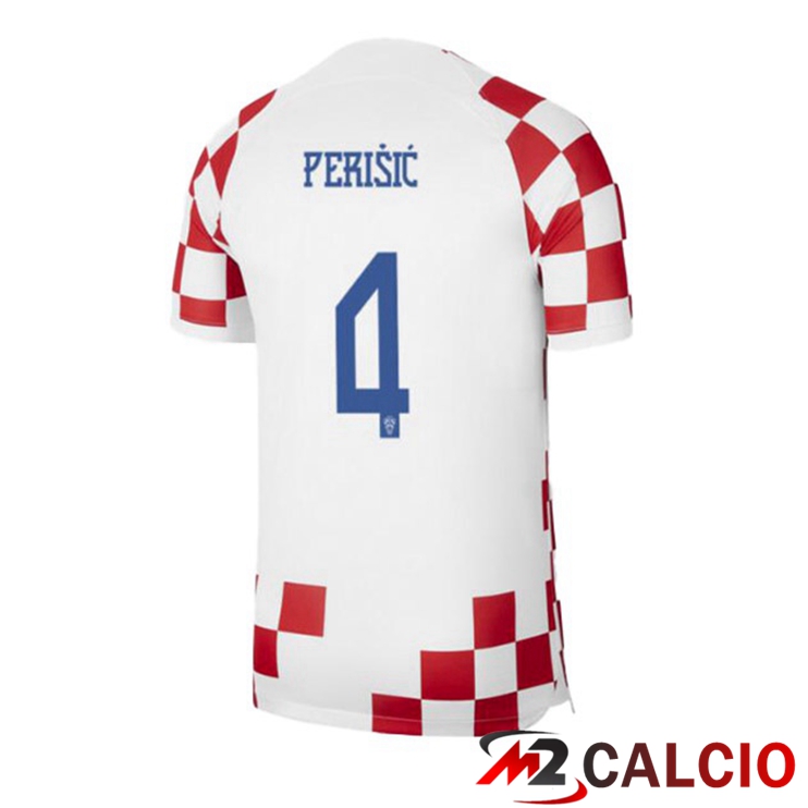 Maglie Calcio Personalizzate,Tute Calcio Squadre,Maglia Nazionale Italiana Calcio | Maglie Calcio Croazia (PERIŠIĆ 4) Prima Bianco Rosso 2022/2023
