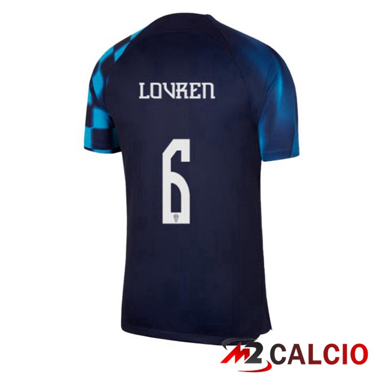 Maglie Calcio Personalizzate,Tute Calcio Squadre,Maglia Nazionale Italiana Calcio | Maglie Calcio Croazia (LOVREN 6) Seconda Nero Blu 2022/2023