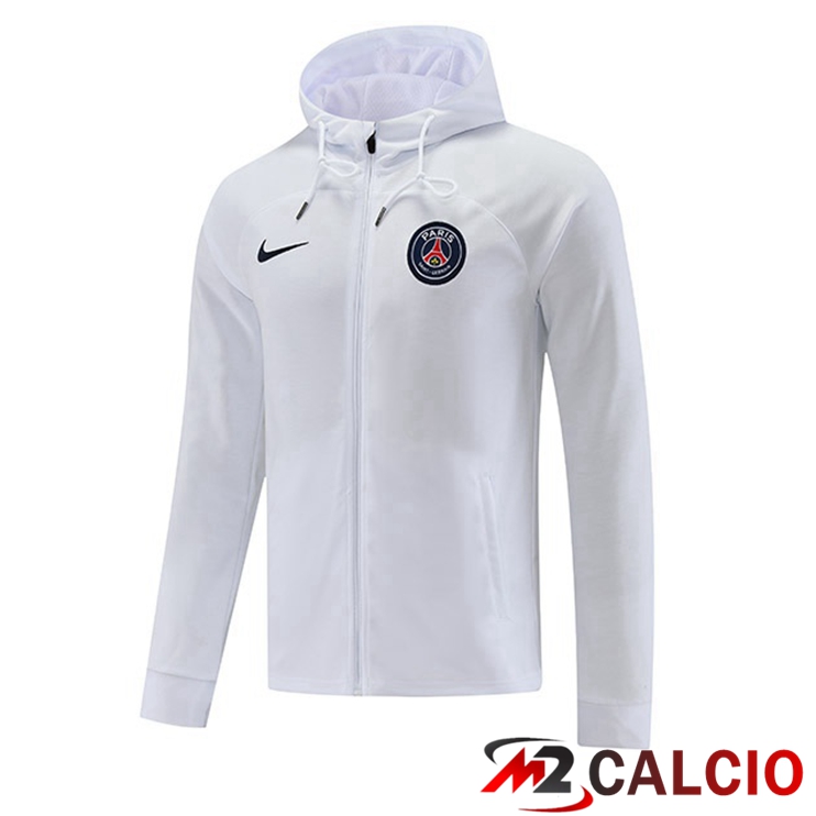 Maglie Calcio Personalizzate,Tute Calcio Squadre,Maglia Nazionale Italiana Calcio | Giacca Con Cappuccio Paris PSG Bianco 2022/2023