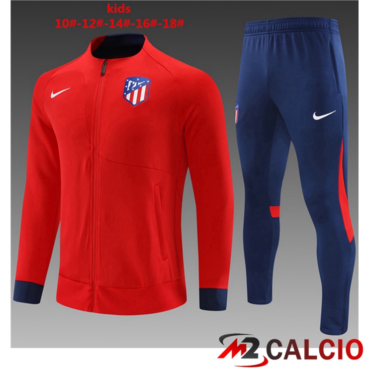 Maglie Calcio Personalizzate,Tute Calcio Squadre,Maglia Nazionale Italiana Calcio | Insieme Tuta Calcio - Giacca Atletico Madrid Bambino Rosso 2022/2023
