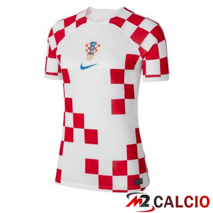 Maglie Calcio Personalizzate,Tute Calcio Squadre,Maglia Nazionale Italiana Calcio | Maglie Calcio Croazia Donna Prima Bianco Rosso Coppa Del Mondo 2022