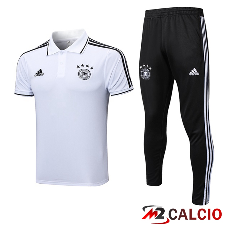Maglie Calcio Personalizzate,Tute Calcio Squadre,Maglia Nazionale Italiana Calcio | Maglia Polo Germania + Pantaloni Bianco 2023/2024