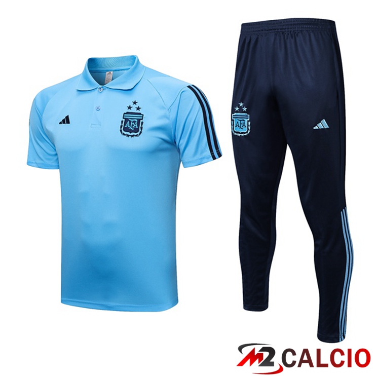 Maglie Calcio Personalizzate,Tute Calcio Squadre,Maglia Nazionale Italiana Calcio | Maglia Polo Argentina + Pantaloni Blu 2023/2024