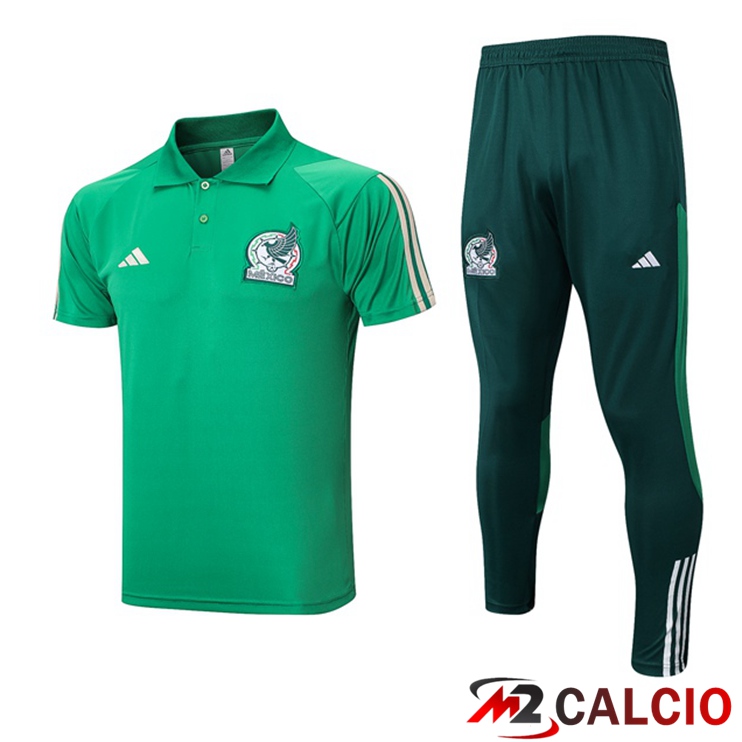 Maglie Calcio Personalizzate,Tute Calcio Squadre,Maglia Nazionale Italiana Calcio | Maglia Polo Messico + Pantaloni Verde 2023/2024