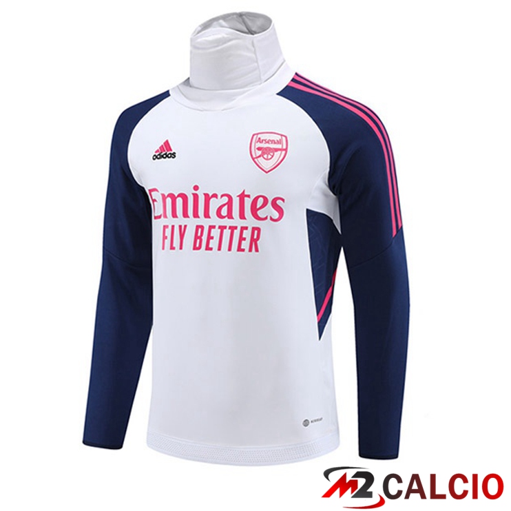 Maglie Calcio Personalizzate,Tute Calcio Squadre,Maglia Nazionale Italiana Calcio | Felpa Allenamento Arsenal Collo alto Bianco 2023/2024