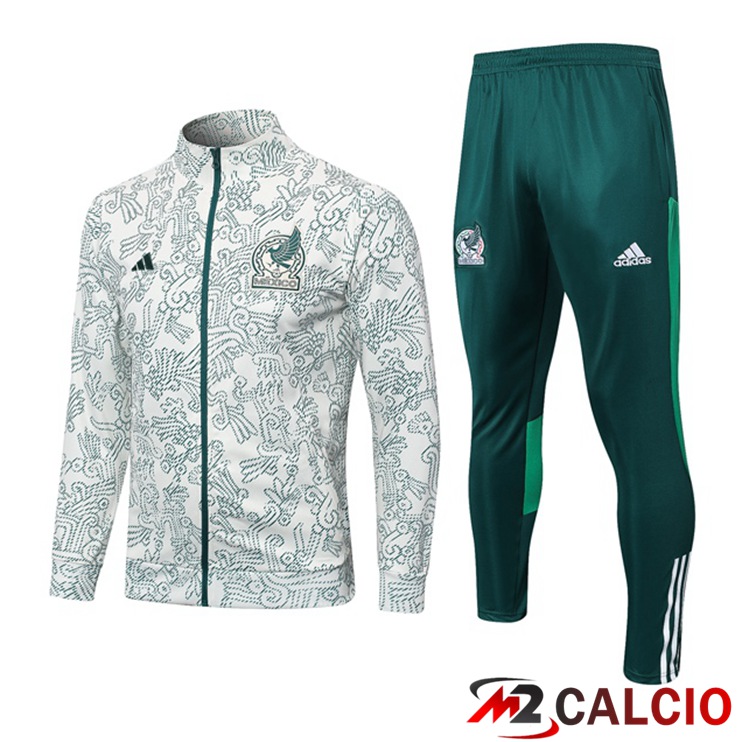 Maglie Calcio Personalizzate,Tute Calcio Squadre,Maglia Nazionale Italiana Calcio | Insieme Tuta Calcio - Giacca Messico Bianco Verde 2023/2024