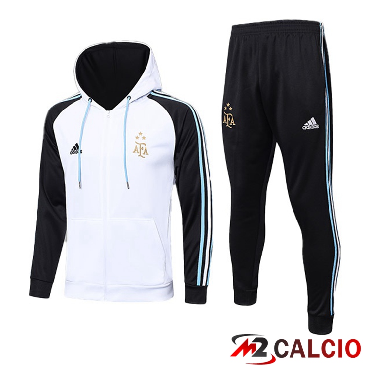 Maglie Calcio Personalizzate,Tute Calcio Squadre,Maglia Nazionale Italiana Calcio | Insieme Giacca Con Cappuccio Tuta Argentina Bianco 2023/2024
