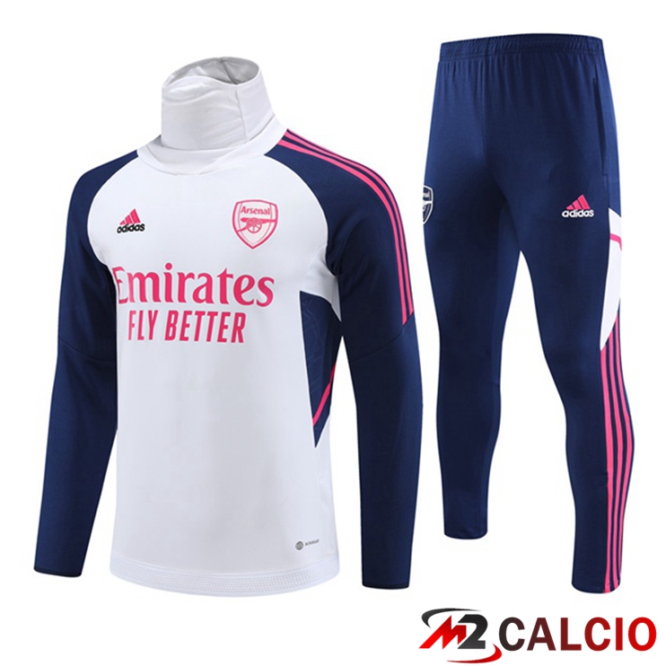 Maglie Calcio Personalizzate,Tute Calcio Squadre,Maglia Nazionale Italiana Calcio | Insieme Tuta Calcio Arsenal Collo alto Bianco 2023/2024