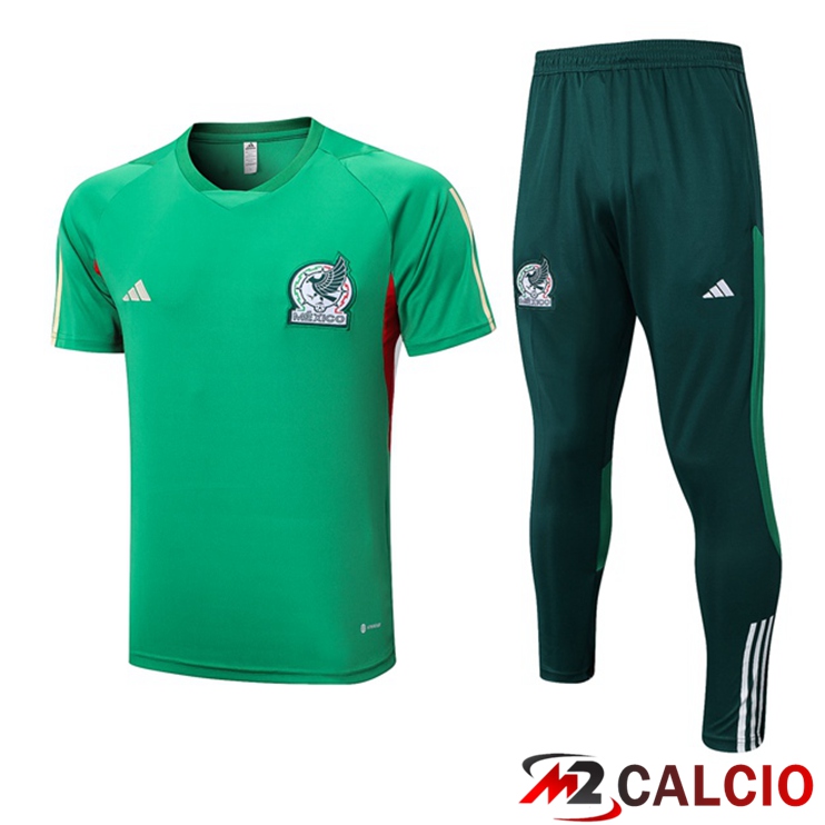 Maglie Calcio Personalizzate,Tute Calcio Squadre,Maglia Nazionale Italiana Calcio | T Shirt Allenamento Messico + Pantaloni Verde 2023/2024
