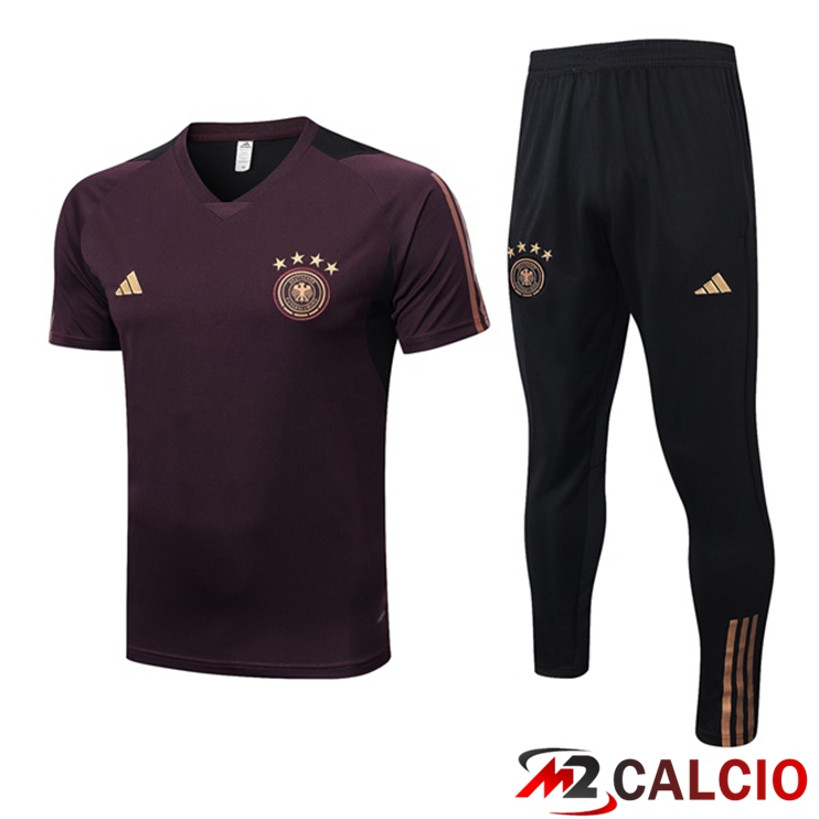 Maglie Calcio Personalizzate,Tute Calcio Squadre,Maglia Nazionale Italiana Calcio | T Shirt Allenamento Germania + Pantaloni Rosso 2023/2024