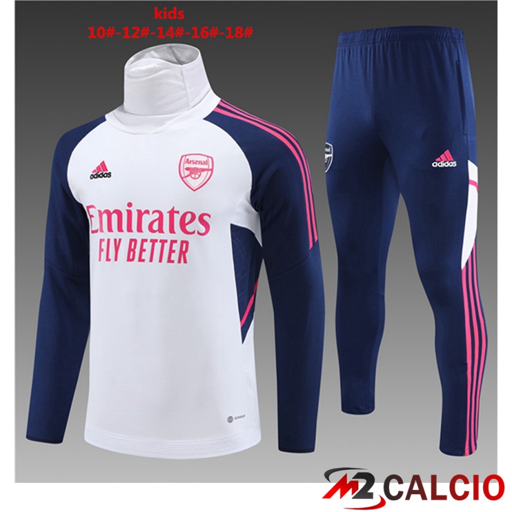 Maglie Calcio Personalizzate,Tute Calcio Squadre,Maglia Nazionale Italiana Calcio | Insieme Tuta Calcio Arsenal Collo alto Bambino Bianco 2023/2024