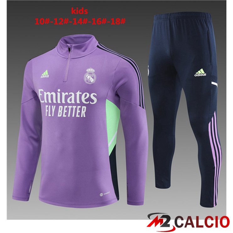 Maglie Calcio Personalizzate,Tute Calcio Squadre,Maglia Nazionale Italiana Calcio | Insieme Tuta Calcio Real Madrid Bambino Viola 2023/2024