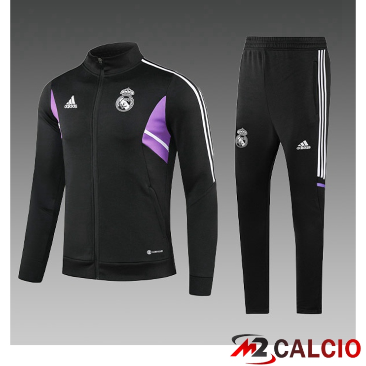 Maglie Calcio Personalizzate,Tute Calcio Squadre,Maglia Nazionale Italiana Calcio | Insieme Tuta Calcio - Giacca Real Madrid Bambino Nero 2023/2024