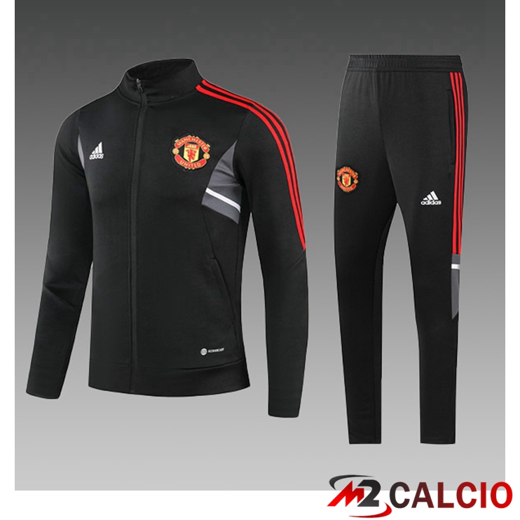 Maglie Calcio Personalizzate,Tute Calcio Squadre,Maglia Nazionale Italiana Calcio | Insieme Tuta Calcio - Giacca Manchester United Bambino Nero 2023/2024