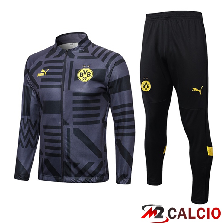 Maglie Calcio Personalizzate,Tute Calcio Squadre,Maglia Nazionale Italiana Calcio | Insieme Tuta Calcio - Giacca Dortmund BVB Grigio 2023/2024