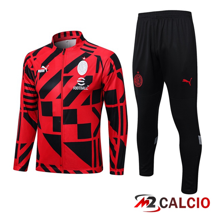 Maglie Calcio Personalizzate,Tute Calcio Squadre,Maglia Nazionale Italiana Calcio | Insieme Tuta Calcio - Giacca AC Milan Rosso 2023/2024
