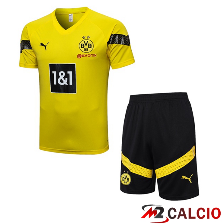 Maglie Calcio Personalizzate,Tute Calcio Squadre,Maglia Nazionale Italiana Calcio | T Shirt Allenamento Dortmund BVB + Pantaloncini Giallo 2023/2024