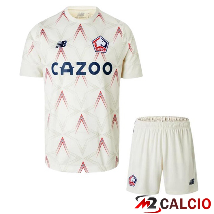 Maglie Calcio Personalizzate,Tute Calcio Squadre,Maglia Nazionale Italiana Calcio | Maglie Calcio Lille OSC Bambino Quarto Bianco 2022/2023
