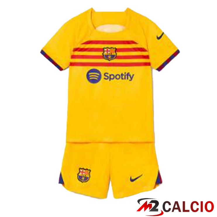 Maglie Calcio Personalizzate,Tute Calcio Squadre,Maglia Nazionale Italiana Calcio | Maglie Calcio FC Barcellona Bambino Quarto Giallo 2022/2023