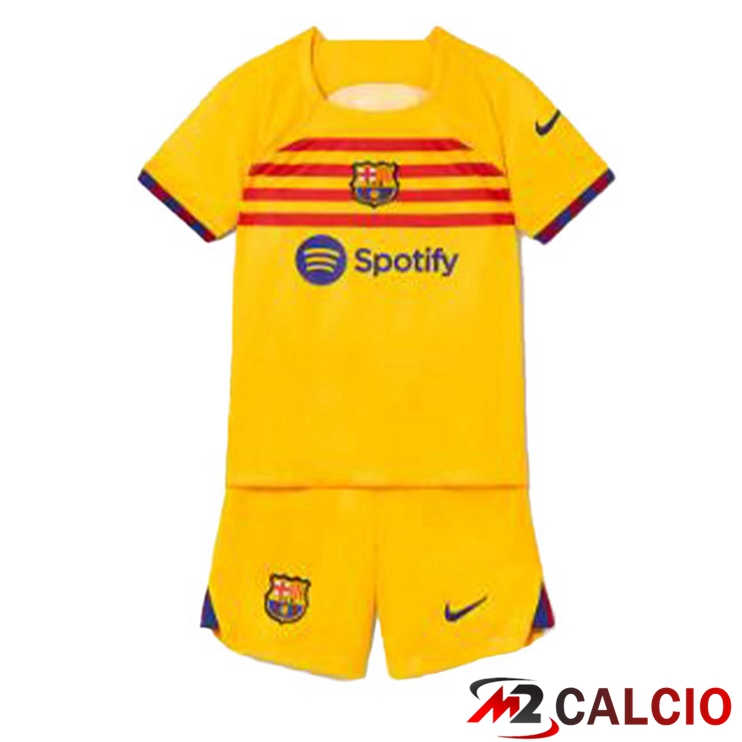 Maglie Calcio Personalizzate,Tute Calcio Squadre,Maglia Nazionale Italiana Calcio | Maglie Calcio FC Barcellona Bambino Quarto Giallo 2022/2023
