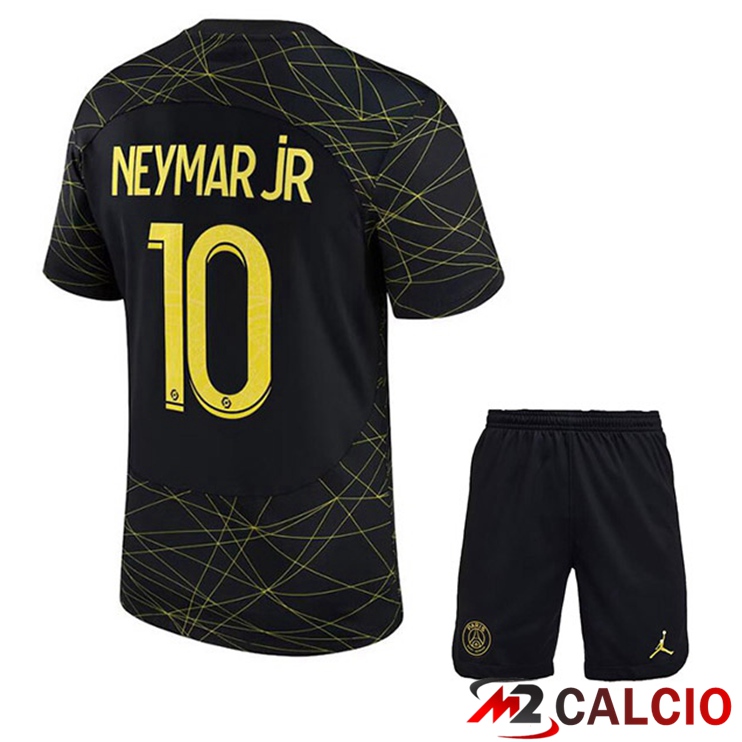 Maglie Calcio Personalizzate,Tute Calcio Squadre,Maglia Nazionale Italiana Calcio | Maglie Calcio Paris PSG (NEYMAR JR 10) Bambino Quarto Nero 2022/2023